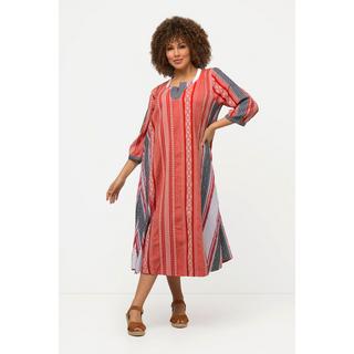 Ulla Popken  Kaftan, Ethnomuster, A-Linie, Tunika-Ausschnitt, 3/4-Arm 