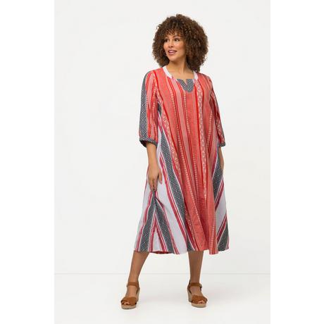 Ulla Popken  Kaftan, Ethnomuster, A-Linie, Tunika-Ausschnitt, 3/4-Arm 