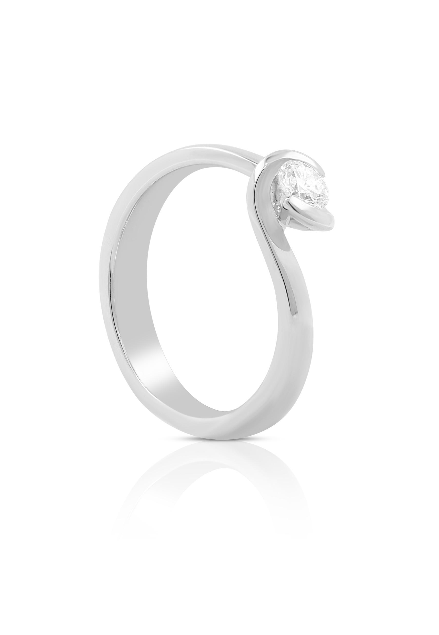 MUAU Schmuck  Bague Solitaire Diamant 0.25ct. or blanc 750 