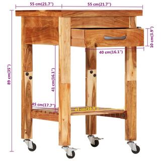 VidaXL carrello da cucina Legno di acacia  