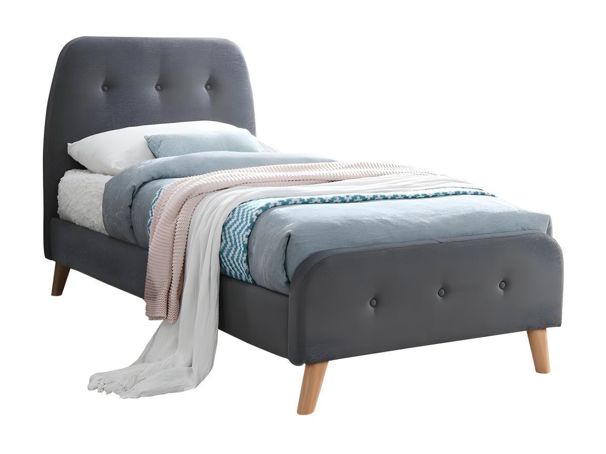 Vente-unique Letto testata letto imbottita  Tessuto Grigio + materasso ROMEO  