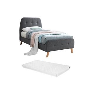 Vente-unique Letto testata letto imbottita  Tessuto Grigio + materasso ROMEO  