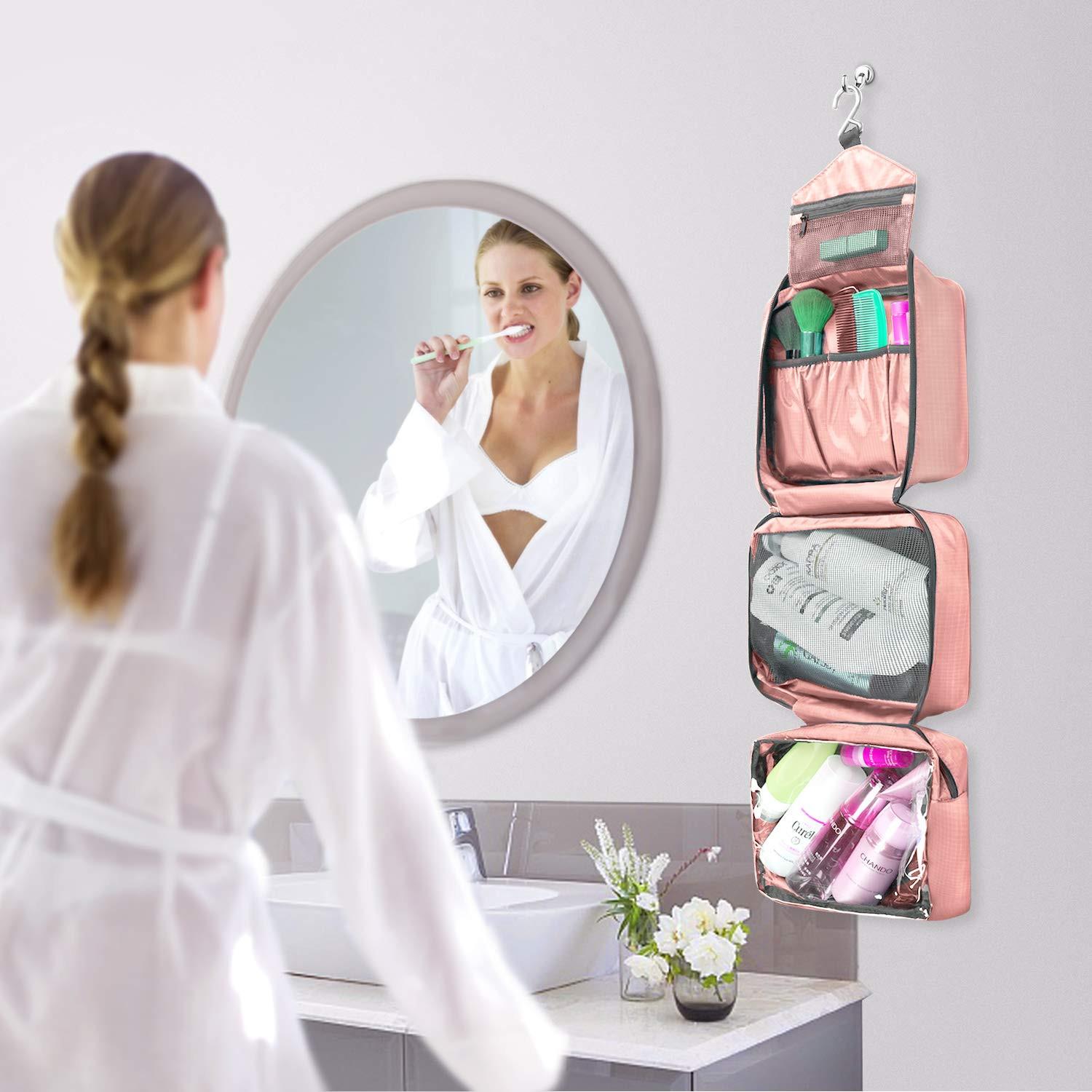 Only-bags.store Kulturtasche zum Aufhängen Faltbare Waschtasche mit Haken  