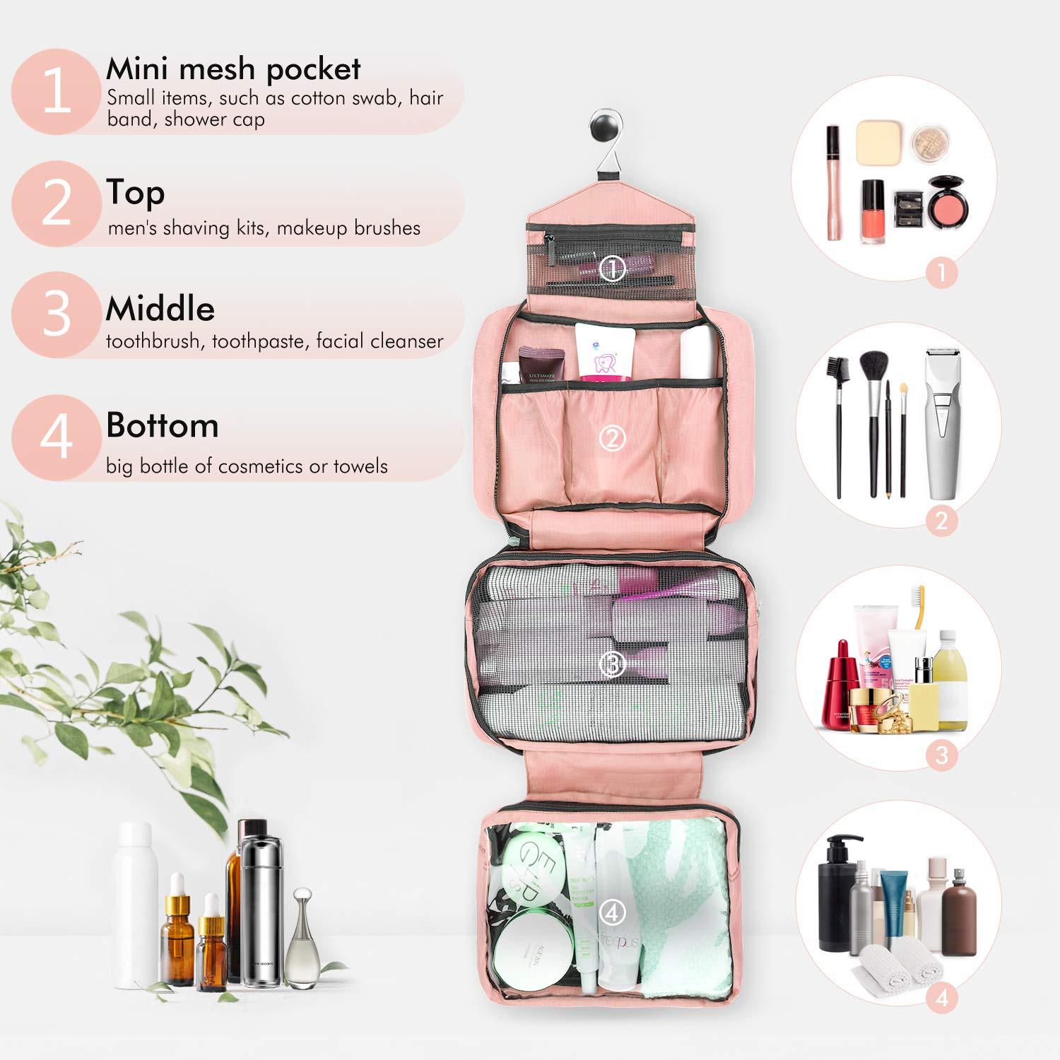 Only-bags.store Kulturtasche zum Aufhängen Faltbare Waschtasche mit Haken  