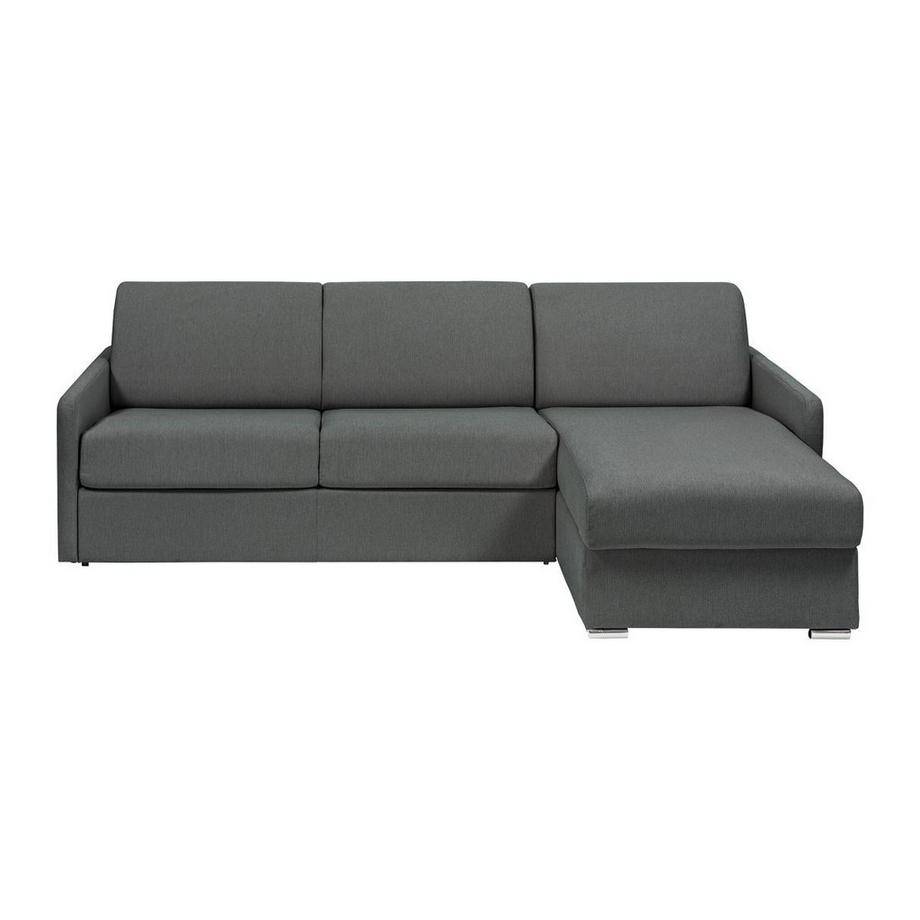 Vente-unique Ecksofa mit Matratze - Ecke wechselbar - Stoff - Grau - Liegefläche 160 cm - Matratze 22 cm - CALIFE  