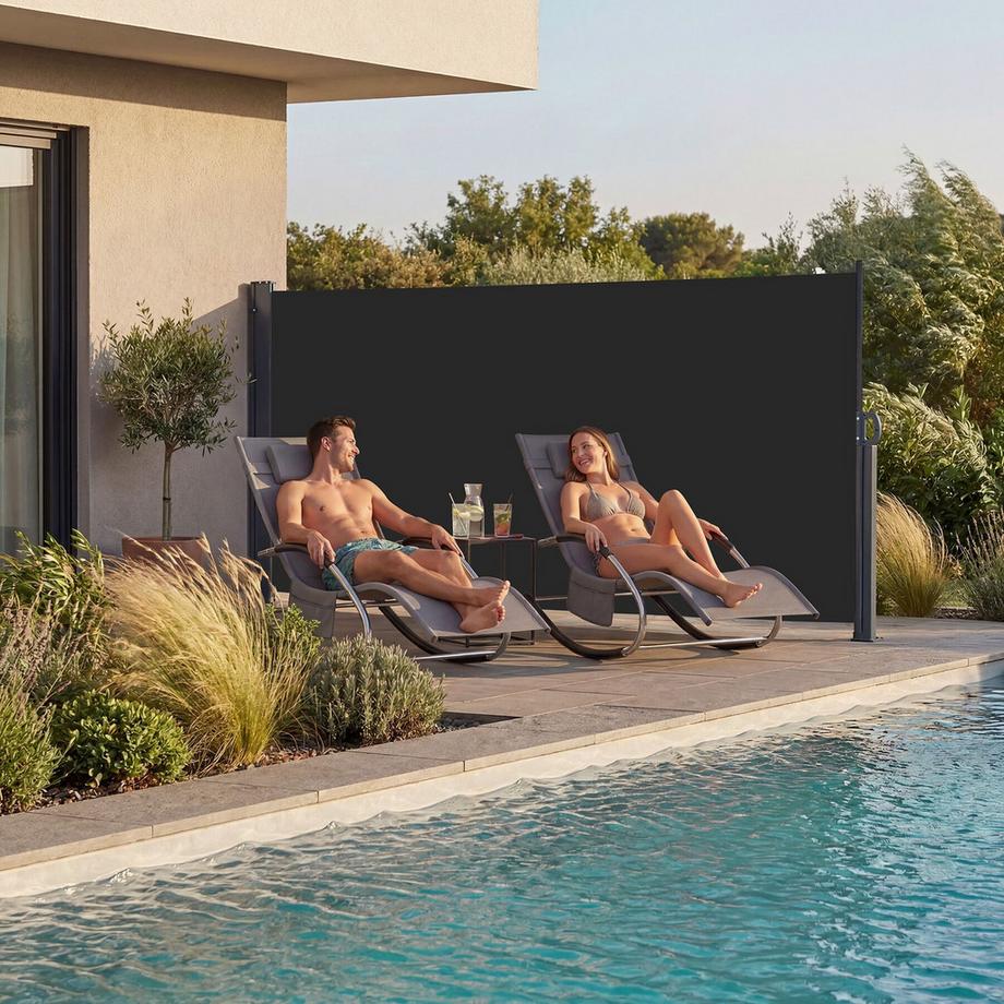 Tectake Auvent Latéral Extensible, Mécanisme Enroulement Simple, Protection Soleil Vent, Montage Facile  