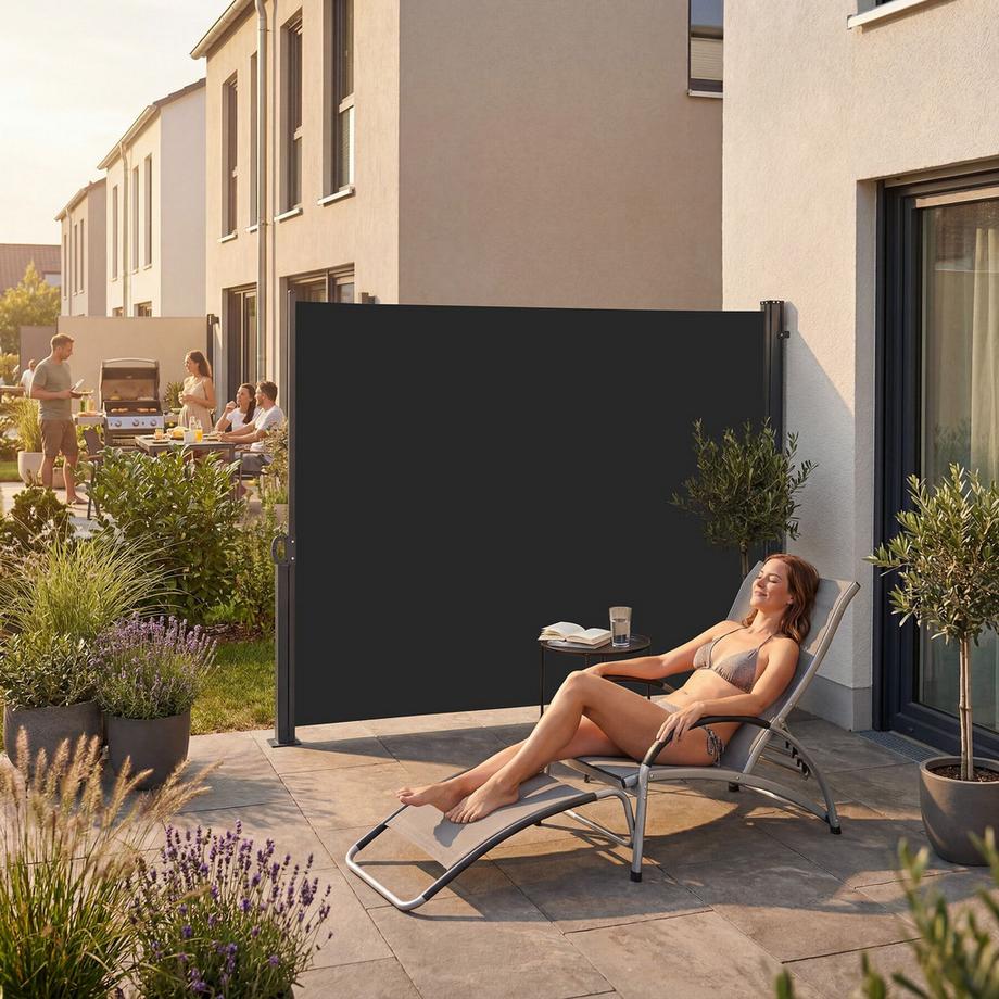 Tectake Auvent Latéral Extensible, Mécanisme Enroulement Simple, Protection Soleil Vent, Montage Facile  