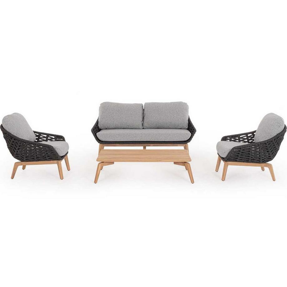mutoni Gartensofa Tamires 3-Sitzer Teakholz anthrazit  