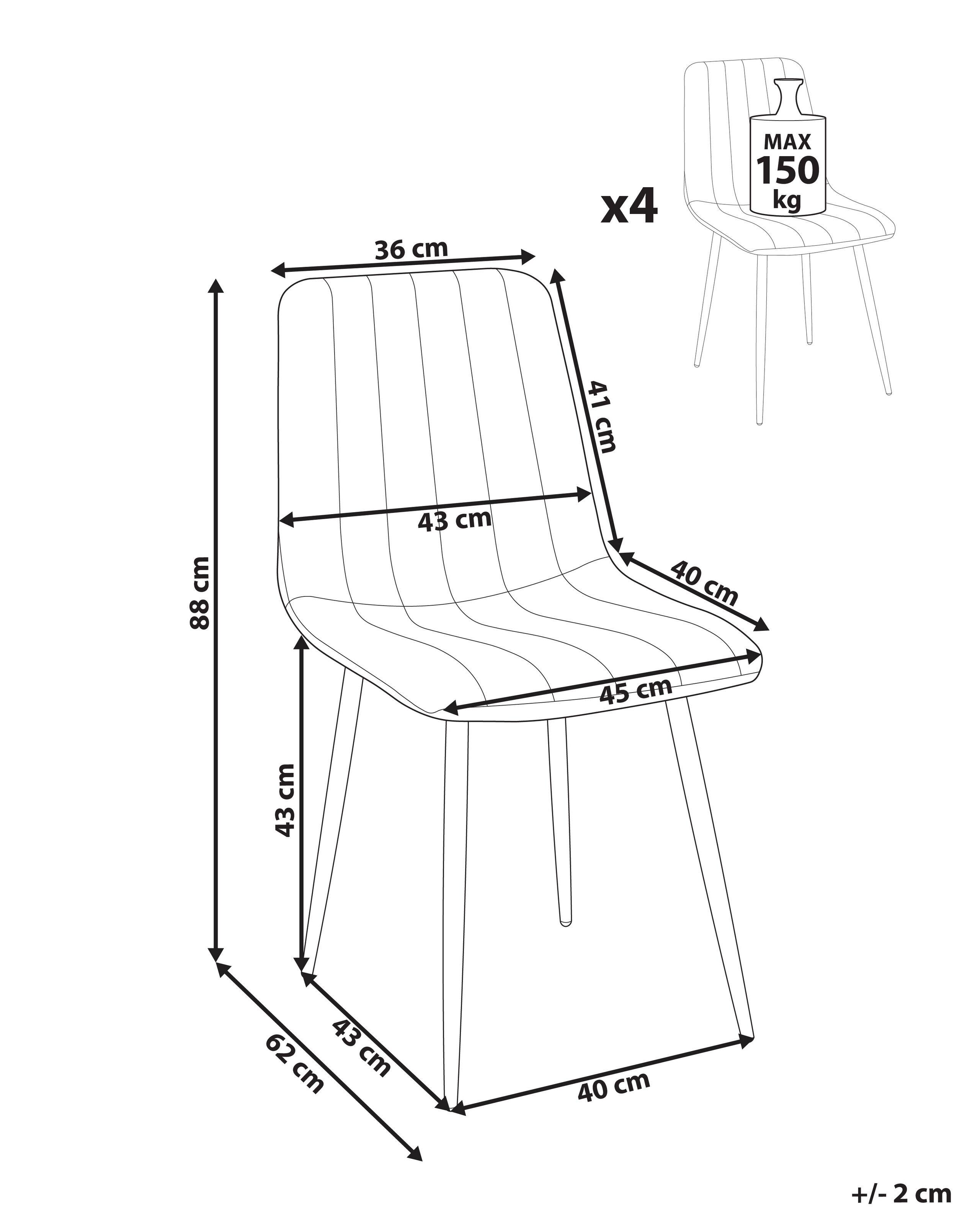 Beliani Set di 4 sedie da pranzo en Velluto Moderno KALISPELL  