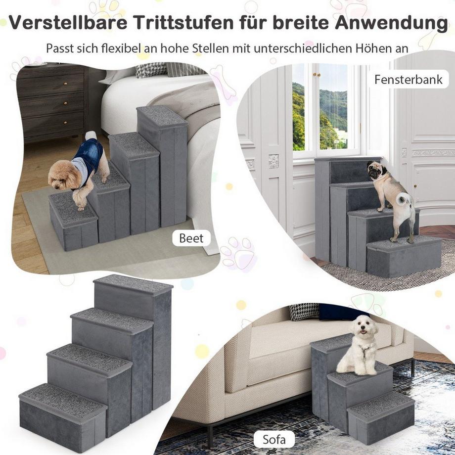 Northio  Escalier pour chien en 4 marches, rampe pliable et antidérapante, échelle d'escalade Portable pour animaux de compagnie 
