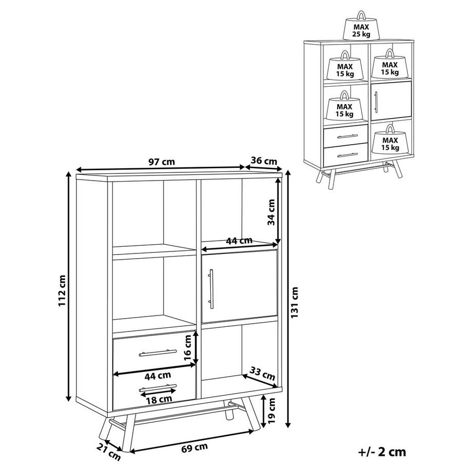 Beliani Regal aus Faserplatte Rustikal ATLANTA  