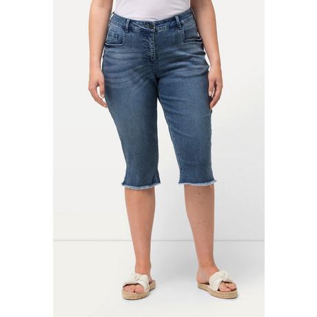 Ulla Popken  Jeans Capri con taglio boyfriend, gamba ampia e orlo sfrangiato 