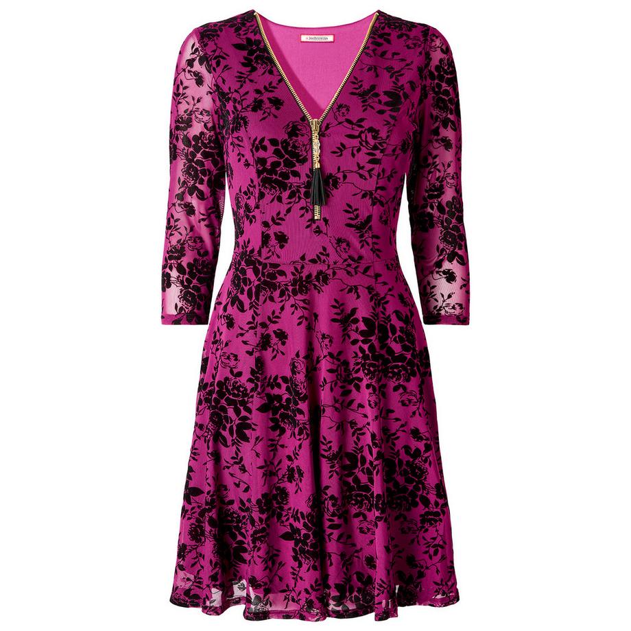 Joe Browns Skaterkleid Blumen-Spitzenmuster Reissverschluss 3/4-Ärmel  