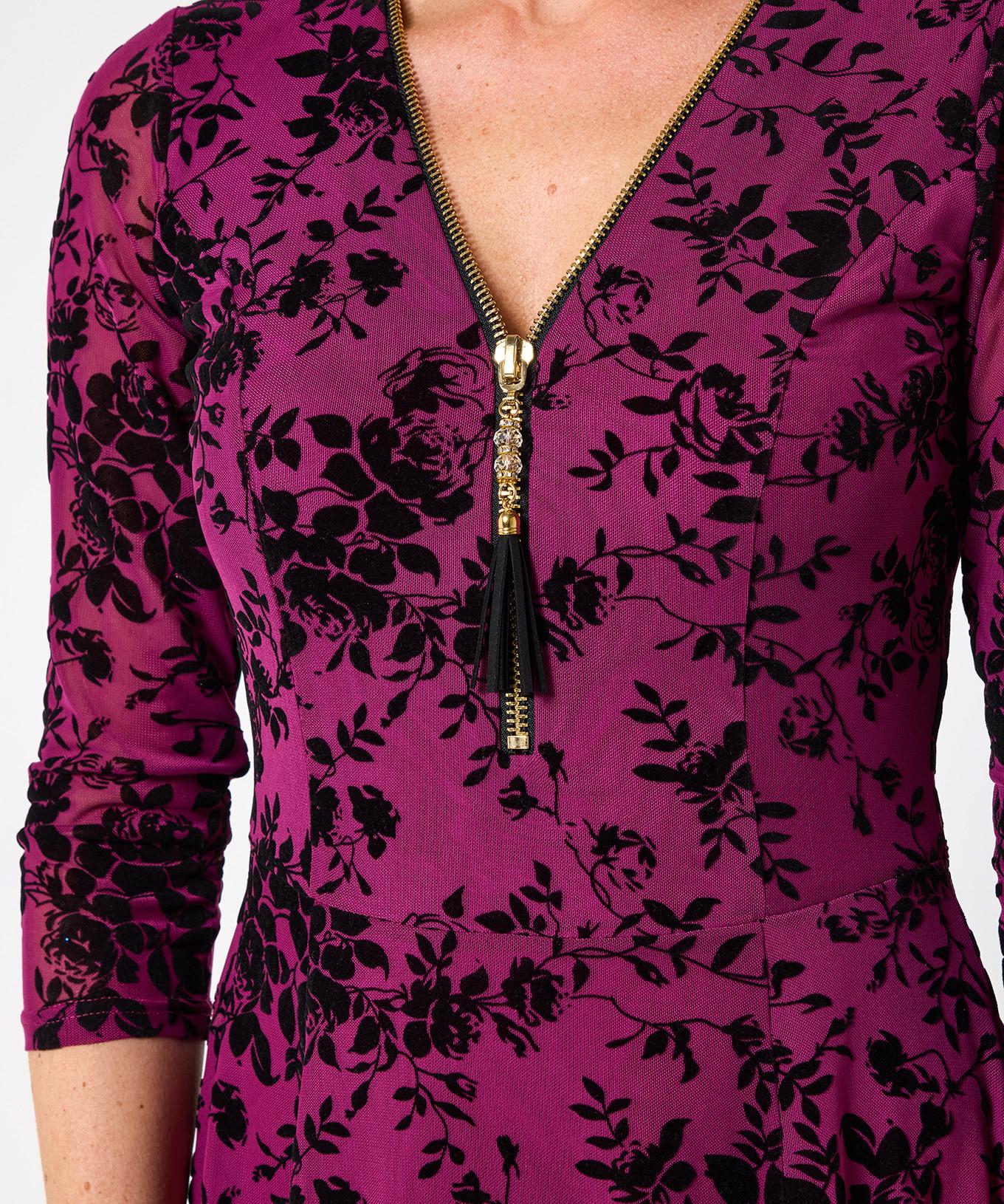 Joe Browns Abito Skater Fantasia Pizzo Floreale Cerniera Maniche 3/4  