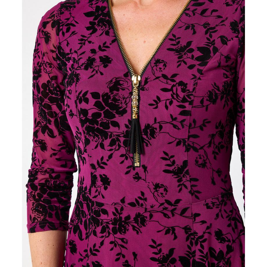 Joe Browns Skaterkleid Blumen-Spitzenmuster Reissverschluss 3/4-Ärmel  