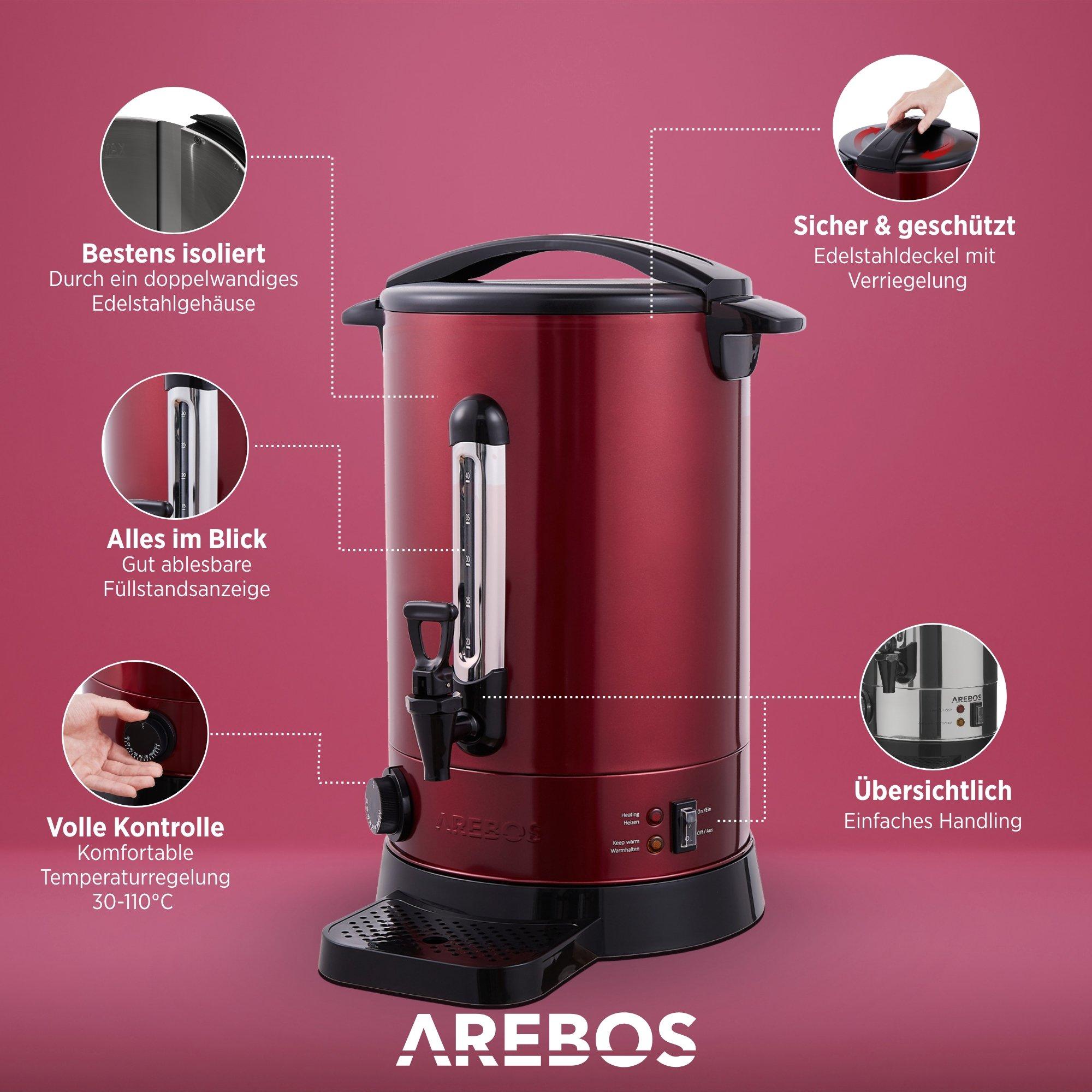 Arebos  Acqua Calda tè Caffè Dispenser 8.8 L Scaldabagno Distributore Bevande 