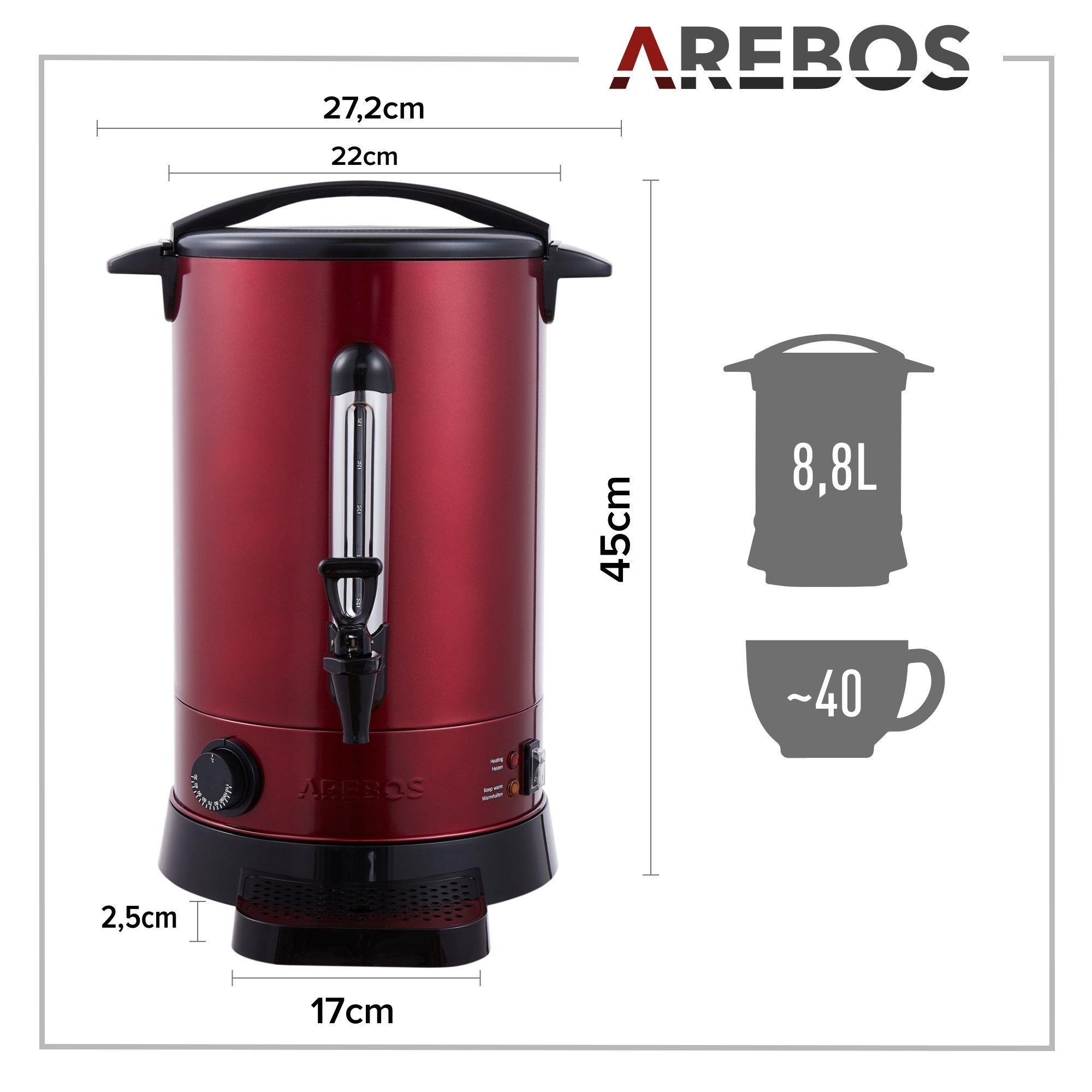 Arebos  Acqua Calda tè Caffè Dispenser 8.8 L Scaldabagno Distributore Bevande 