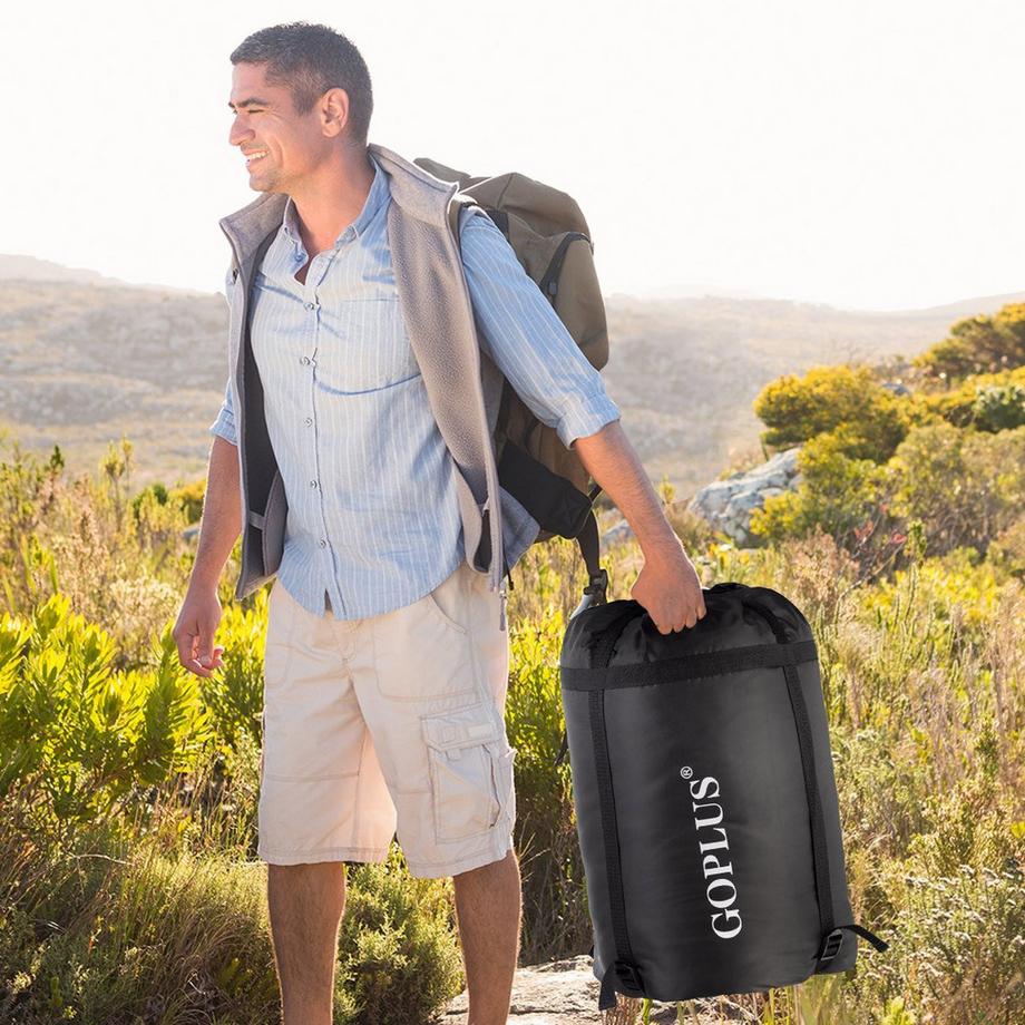 Northix  Goplus Doppelschlafsack 2 Personen XL Deckenschlafsack Schlafsack mit 2 Kissen Schwarz 220 x150 cm 