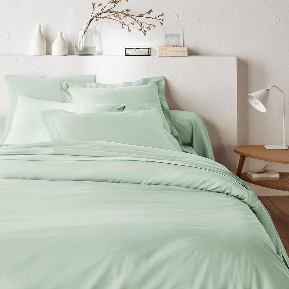Housse de couette zippée unie en coton