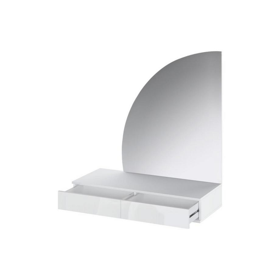 Vente-unique  Coiffeuse suspendue avec miroir à LEDs - 2 tiroirs - Blanc brillant - JINEZA 