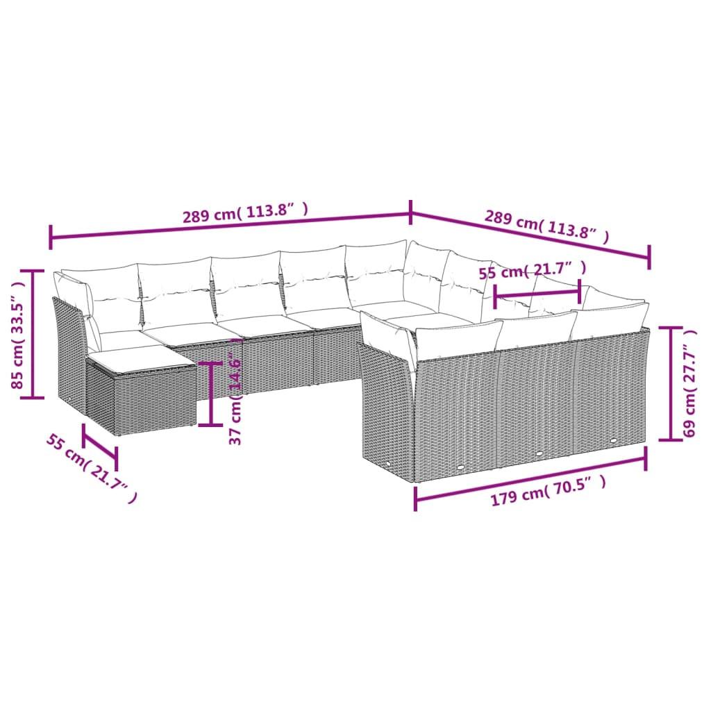 VidaXL Ensemble de canapés de jardin rotin synthétique  