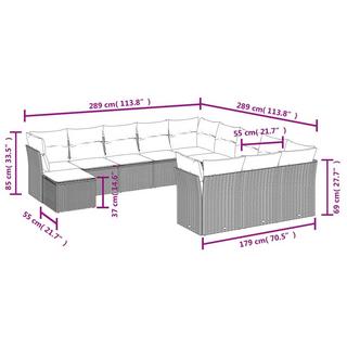 VidaXL Ensemble de canapés de jardin rotin synthétique  