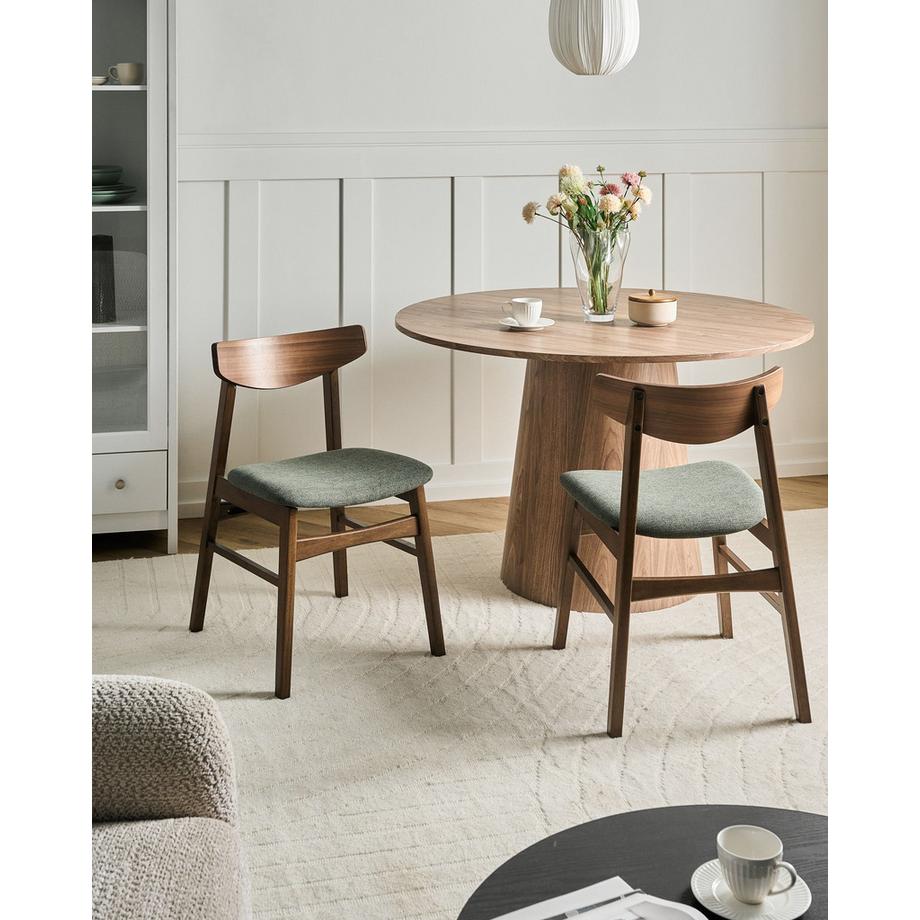 Beliani Lot de 2 chaises de salle à manger en Bois d'hévéa Minimaliste SMILEY  