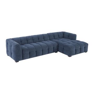 Canapé d'angle droit et pouf en tissu chiné bleu DILOME de Pascal Morabito