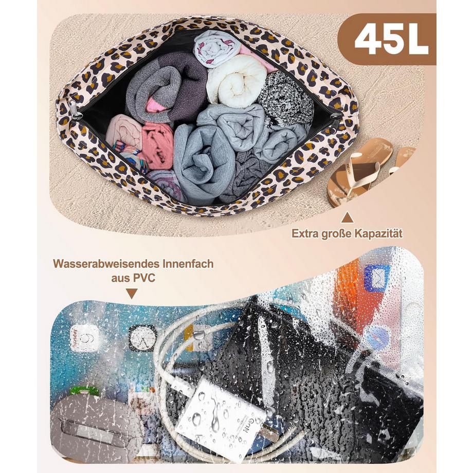 Only-bags.store Grosse Strandtasche mit Reissverschluss wasserdicht sandfest Umhängetasche  