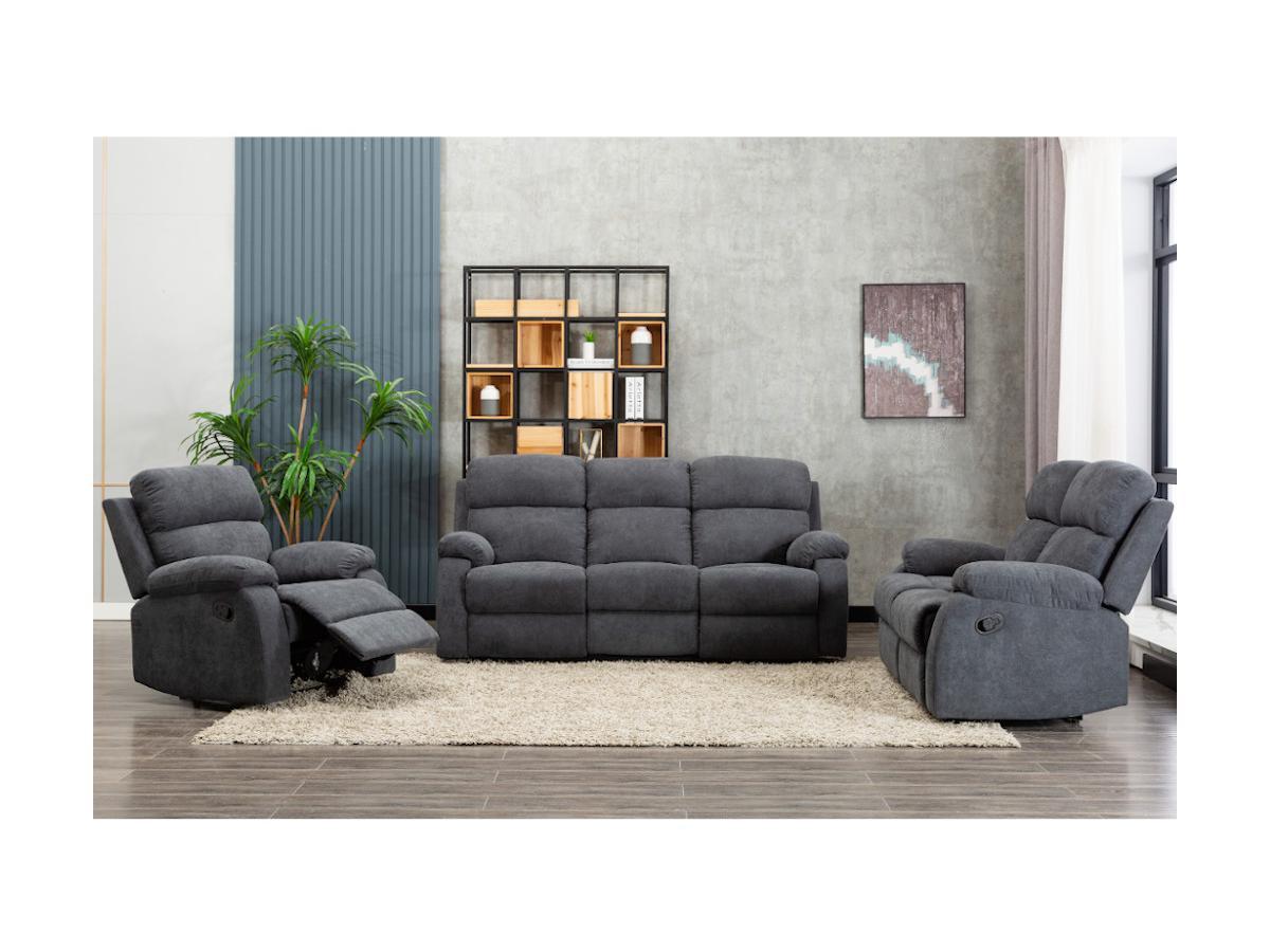 Vente-unique Relaxsofa 2-Sitzer - Stoff - Anthrazit - TOLZANO  