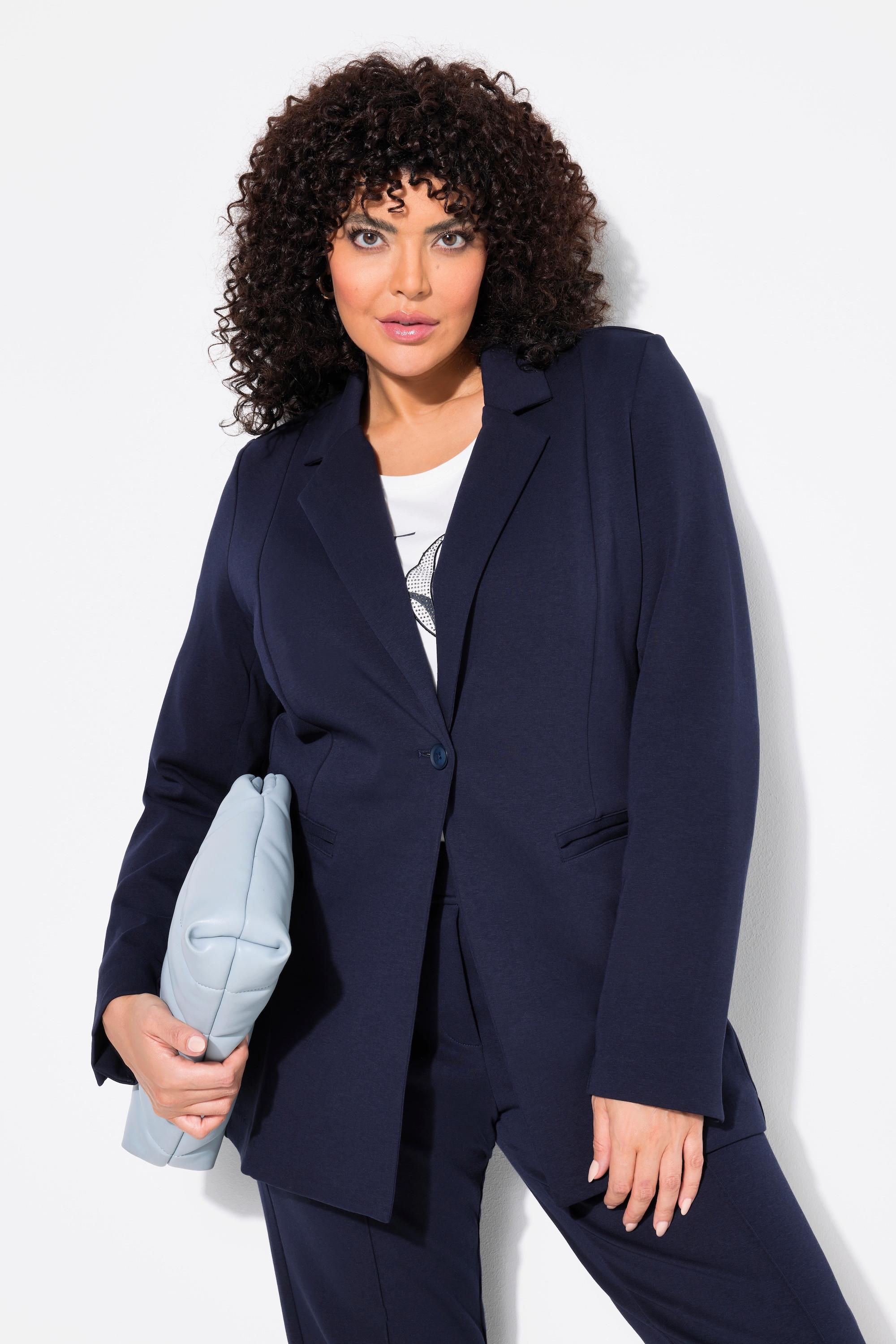 Ulla Popken  Blazer en jersey stretch, ligne en A et col à revers 