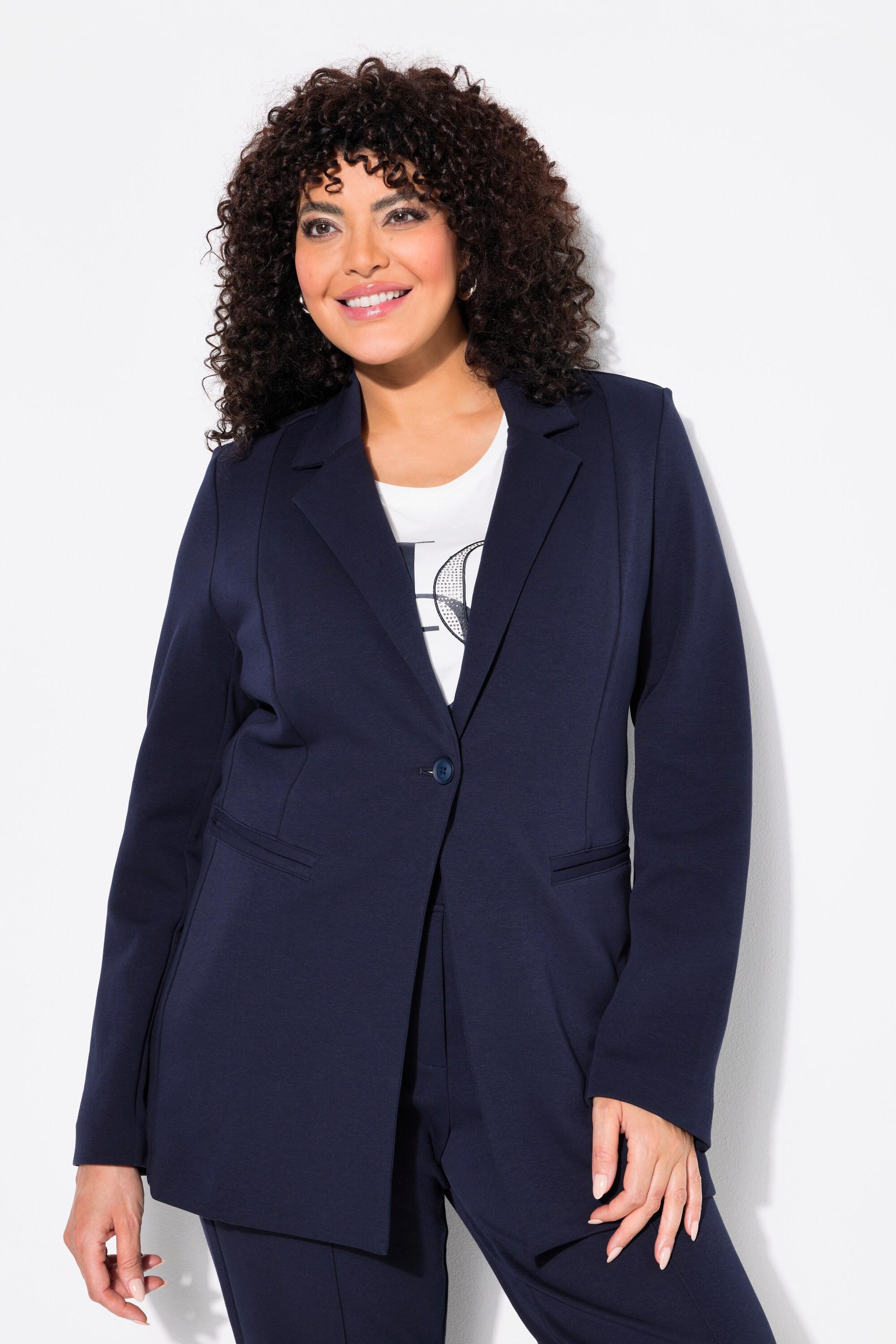 Ulla Popken  Blazer en jersey stretch, ligne en A et col à revers 