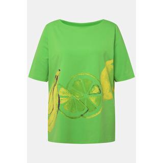 Ulla Popken  T-Shirt, Fruchtmotiv, U-Boot-Ausschnitt, Halbarm 