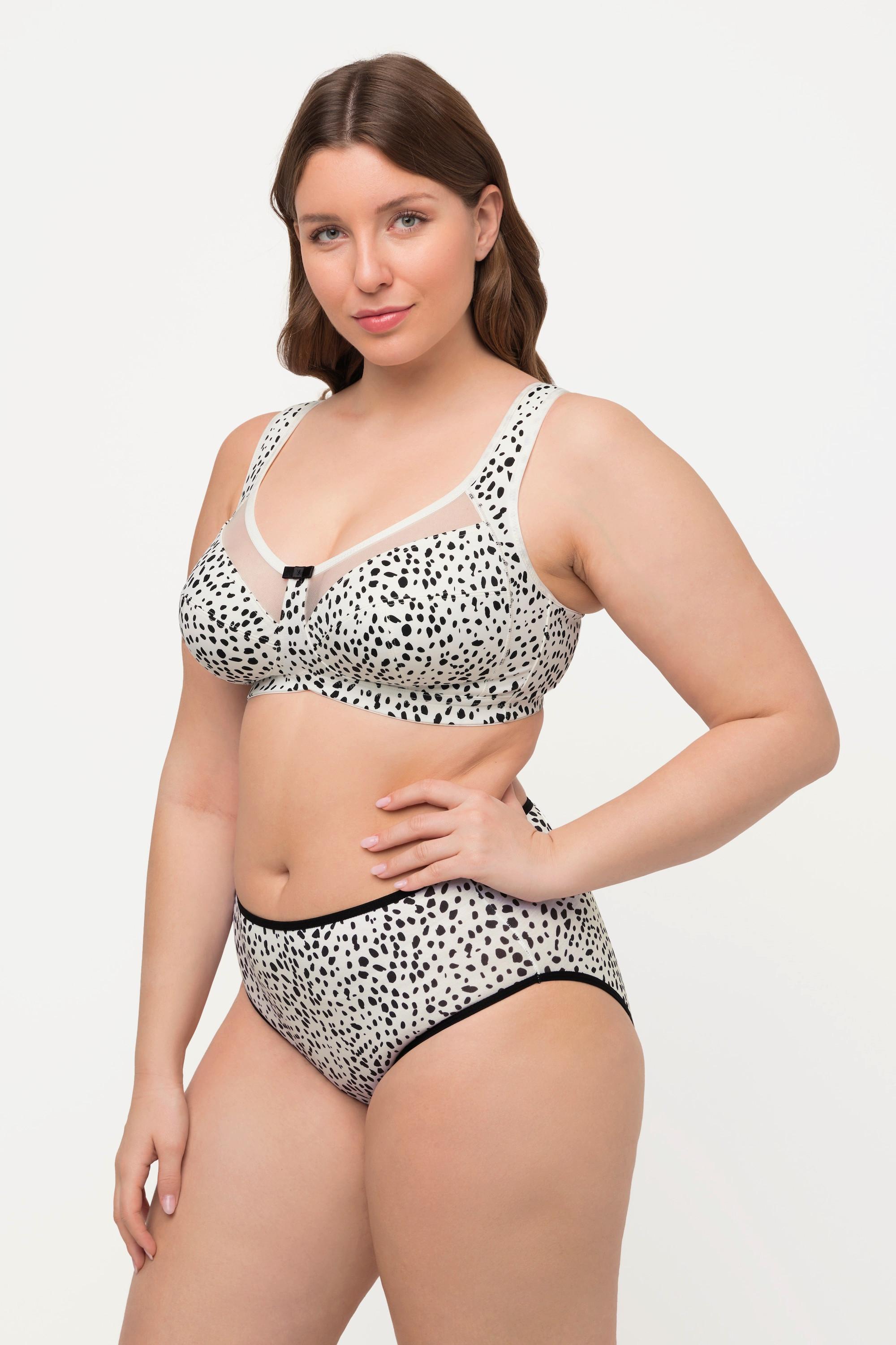 Ulla Popken  Reggiseno sostenitivo senza ferretto con fantasia animalier, mesh e coppa C-H 