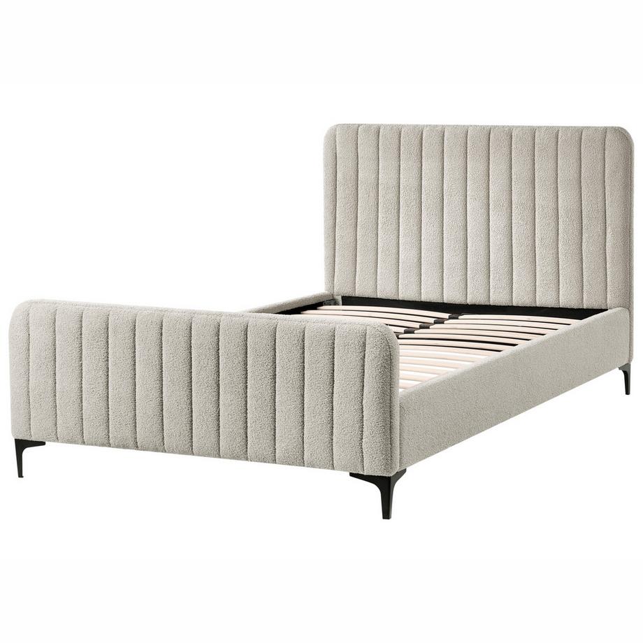 Beliani Lit avec sommier en Bouclé Minimaliste LUNAN  