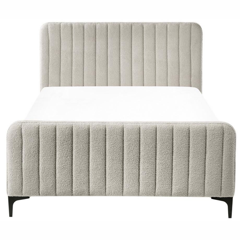 Beliani Lit avec sommier en Bouclé Minimaliste LUNAN  
