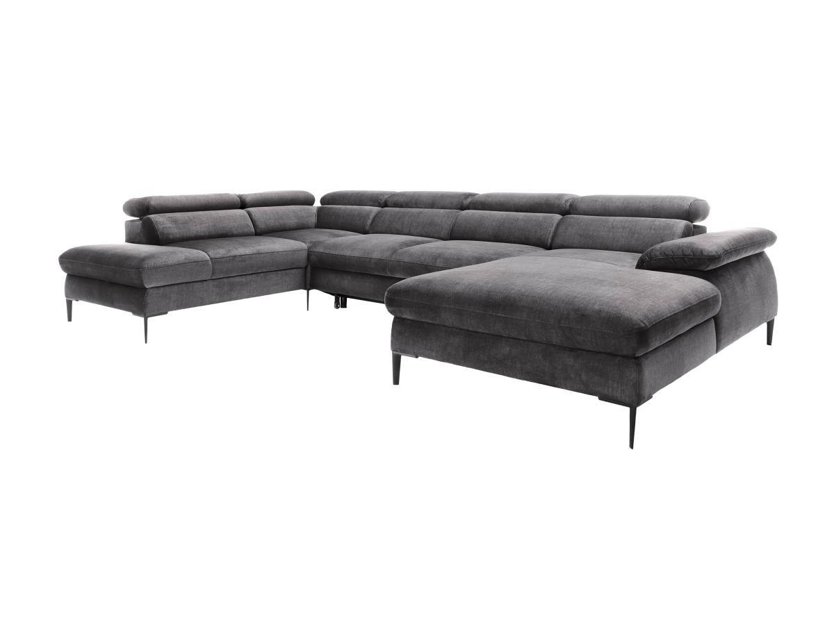 PASCAL MORABITO Divano letto panoramico in Velluto Antracite - Angolo a destra - SEPINA di PASCAL MORABITO  