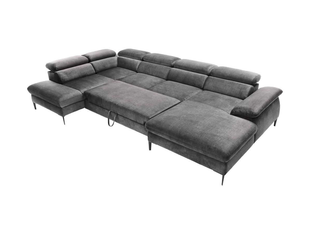PASCAL MORABITO Divano letto panoramico in Velluto Antracite - Angolo a destra - SEPINA di PASCAL MORABITO  
