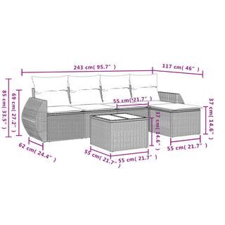 VidaXL set divano da giardino Polirattan  