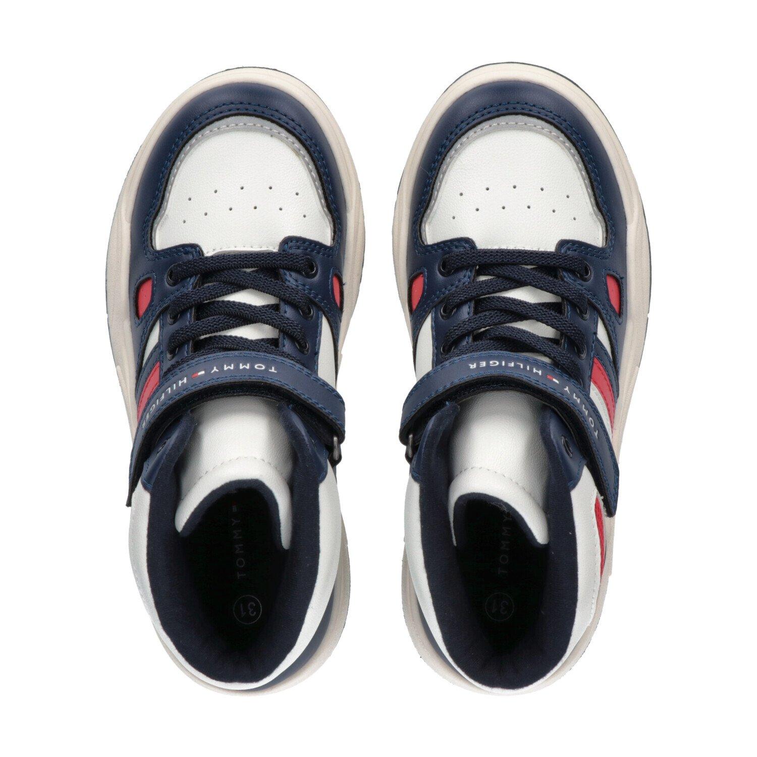 TOMMY HILFIGER  scarpe da ginnastica alte con strisce in velcro per bambini 