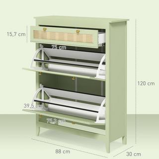 Northio Schuhschrank mit 2 Klappen Schuhkipper mit Schublade, Schuhregal, Schuhkommode für 12 Paar Schuhe Schuhablage für Eingangsbereich, Flur 88 x 30 x 120 cm, Grün Aosom  