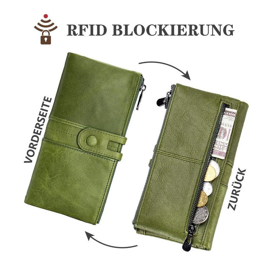 Only-bags.store Grande Portafoglio Vintage in Pelle con Protezione RFID  