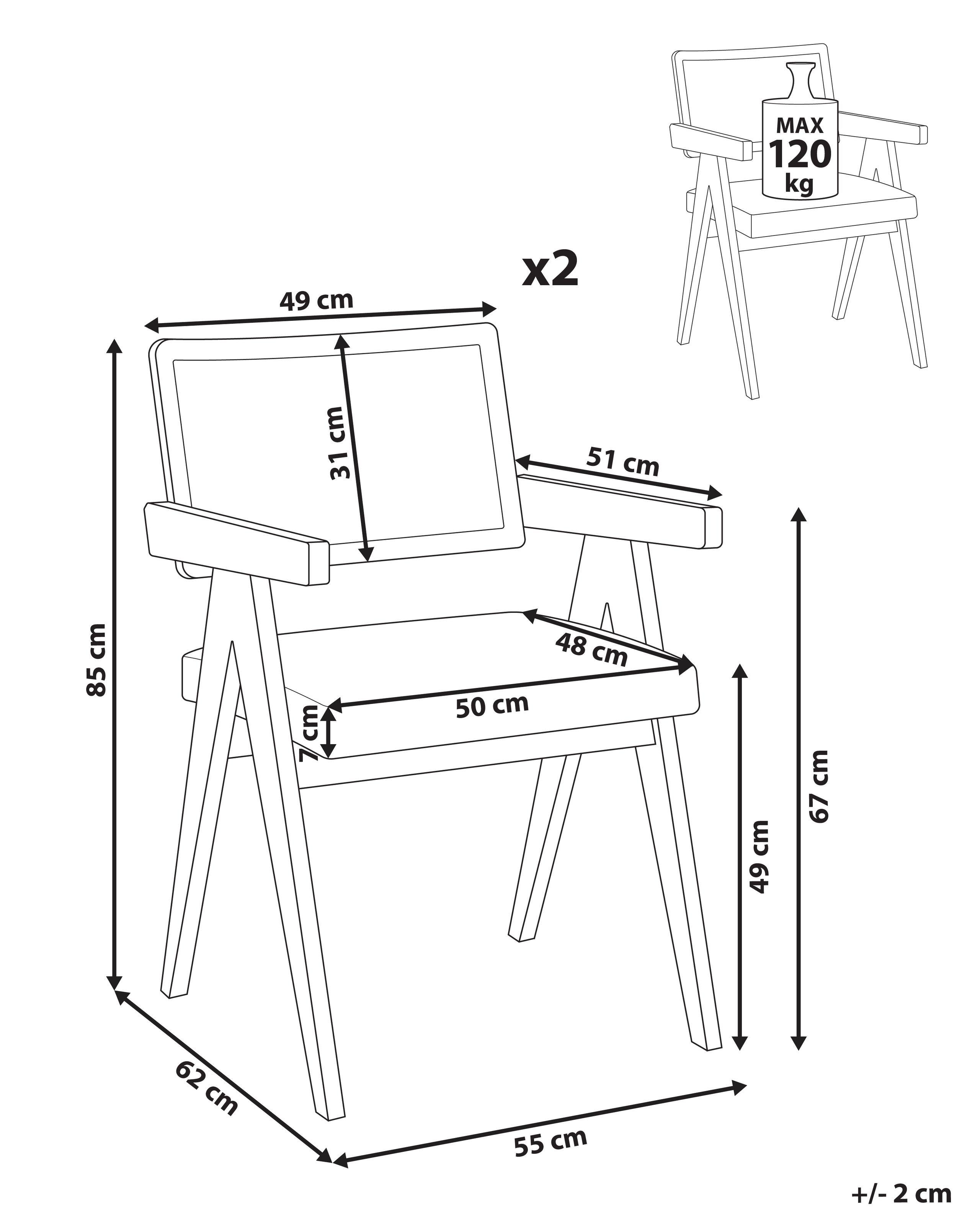 Beliani Lot de 2 chaises de salle à manger en Bois d'hévéa Rétro AVA  