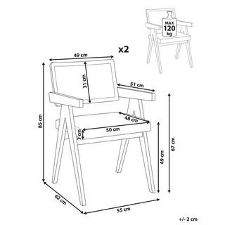 Beliani Lot de 2 chaises de salle à manger en Bois d'hévéa Rétro AVA  