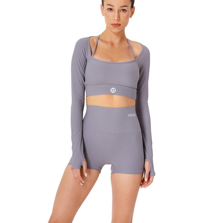 YEAZ  CLUB LEVEL SET Top long + short - Shadow Grey 