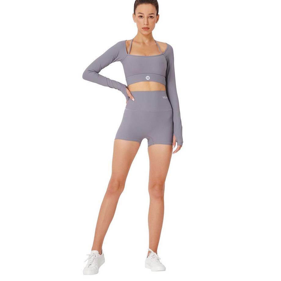YEAZ  CLUB LEVEL SET Top long + short - Shadow Grey 