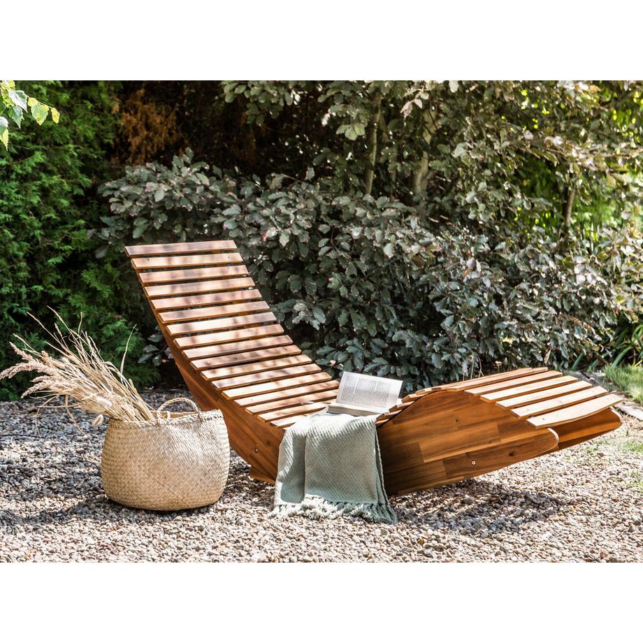 Beliani Sonnenliege aus Akazienholz Rustikal BRESCIA II  