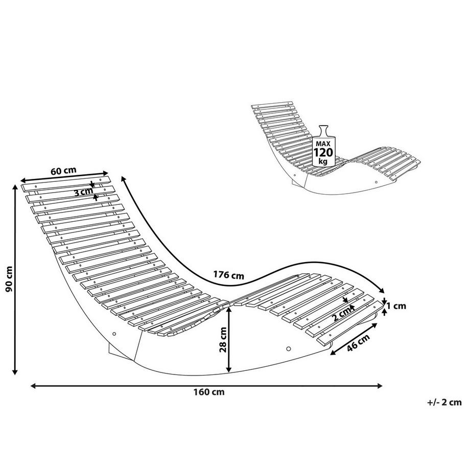 Beliani Sonnenliege aus Akazienholz Rustikal BRESCIA II  