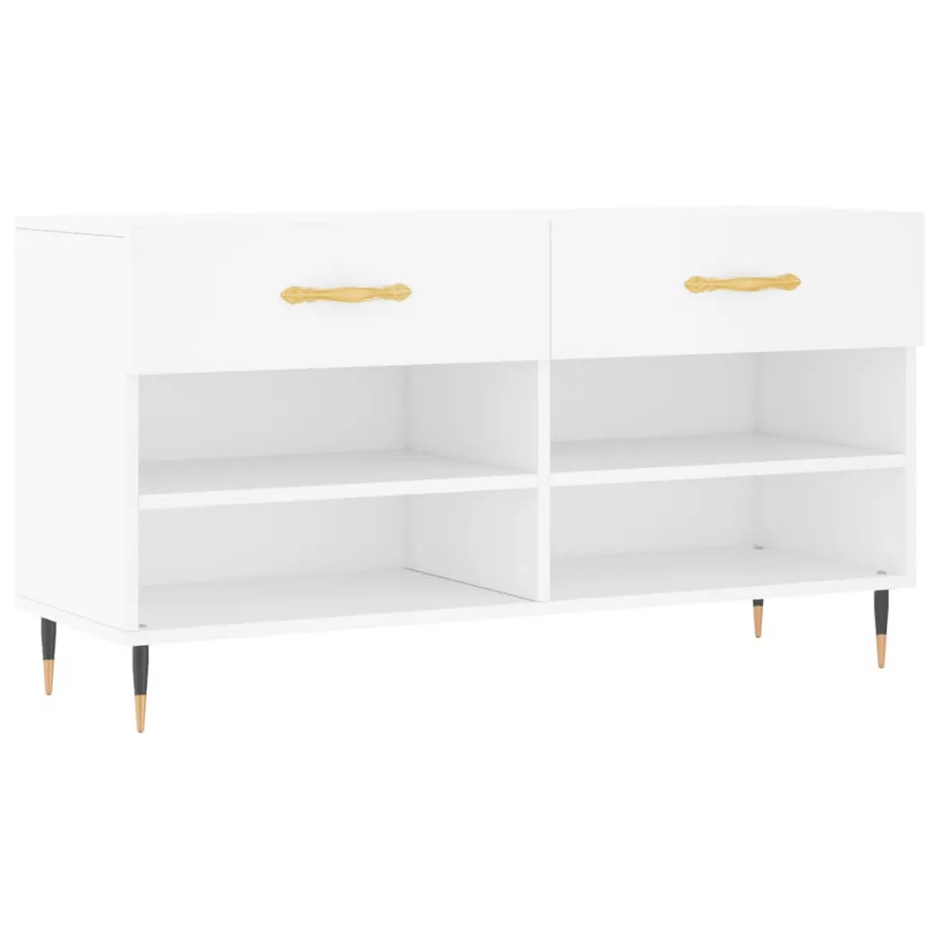 Banc à chaussures blanc 102x35x55 cm bois d ingénierie
