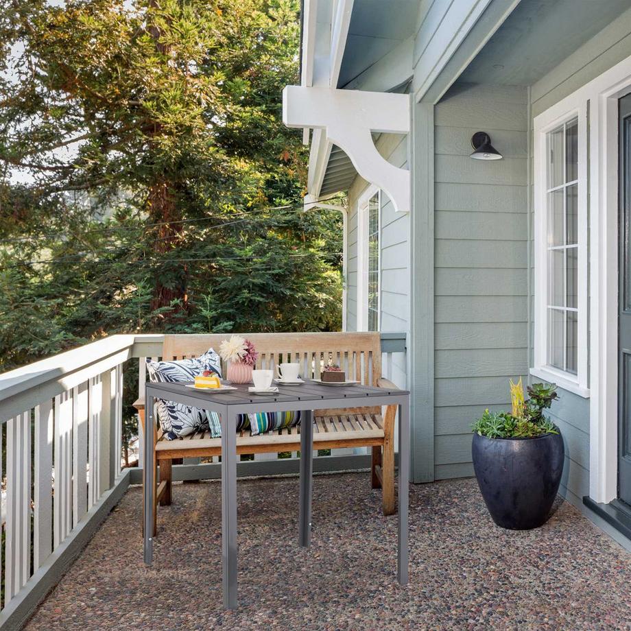 Northix Quadratischer Gartentisch in Holzoptik  